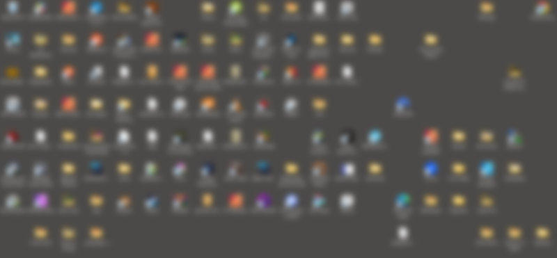 A blurred screenshot of a Windows 11 desktop. Folders, apps, and documents are scattered all over the place.