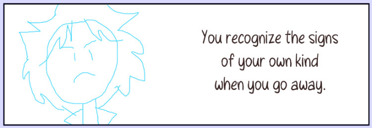 A very bad sketch of Dylan Moran and a quote of his which says, You know the signs of your own kind when you go away.