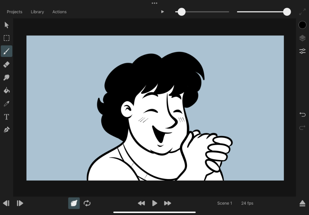 Toonsquid interface with a center image of a man happily clasping his hands together.